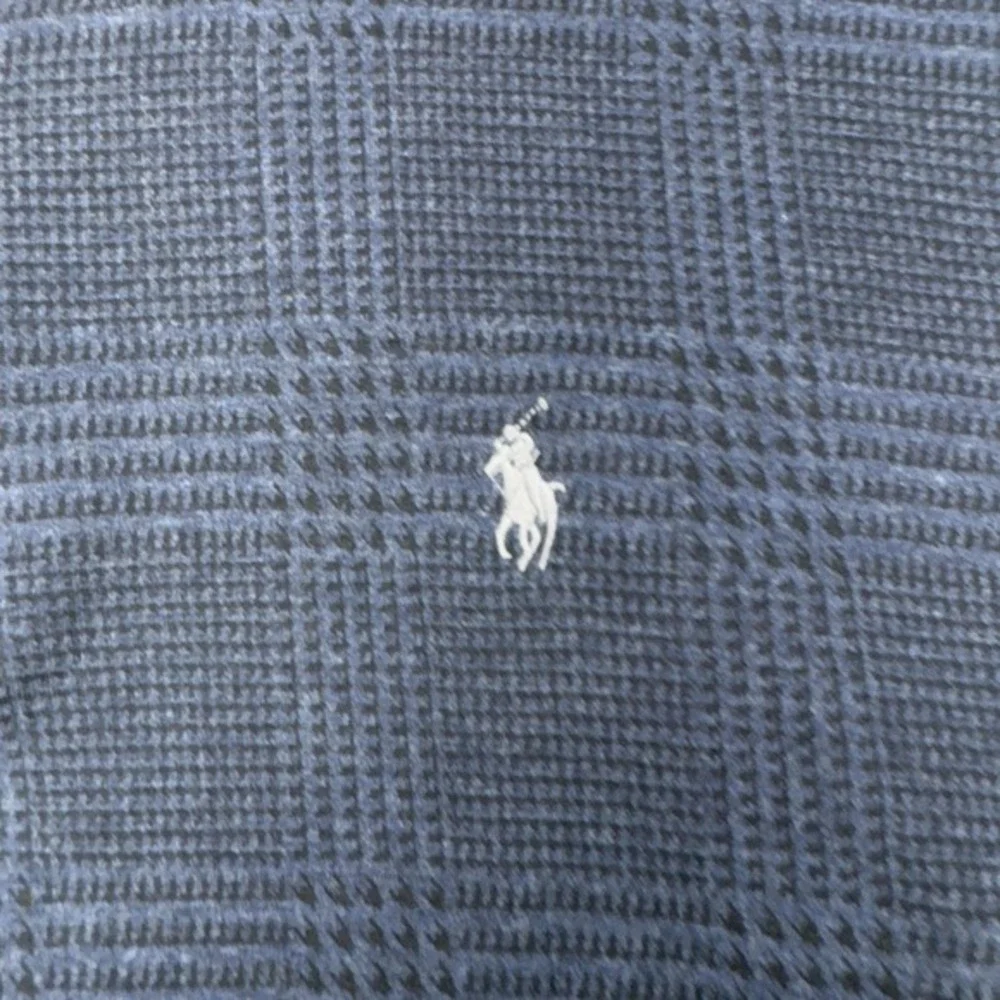 Polo Ralph Lauren Sweater Mens‎ Small Blue Glen Check Waffle-Knit Mock 1/4 Zip